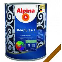 გრუნტი-ემალი ჟანგ. 3-1-ში, ფერი:Alpina მეტალიკი ყავისფერი RAL 8017 0,75L 